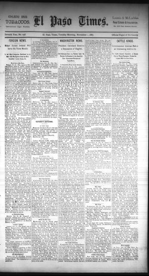 El Paso Times. (El Paso, Tex.), Vol. Seventh Year, No. 256, Ed. 1 Tuesday, November 1, 1887
