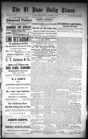 The El Paso Daily Times. (El Paso, Tex.), Vol. 3, No. 188, Ed. 1 Monday, October 13, 1884