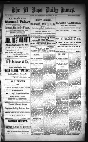 The El Paso Daily Times. (El Paso, Tex.), Vol. 3, No. 214, Ed. 1 Thursday, November 13, 1884