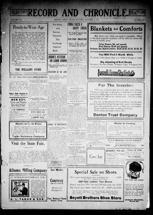 Record and Chronicle. (Denton, Tex.), Vol. 12, No. 49, Ed. 1 Friday, October 13, 1911
