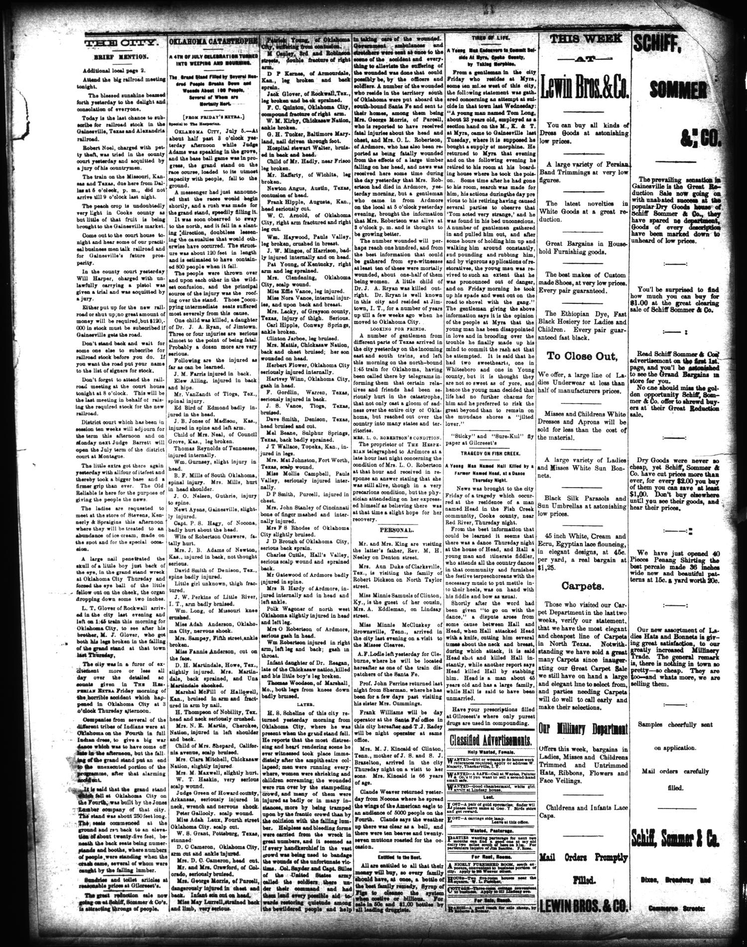 Gainesville Daily Hesperian. (Gainesville, Tex.), Vol. 10, No. 185, Ed. 1 Saturday, July 6, 1889
                                                
                                                    [Sequence #]: 3 of 4
                                                