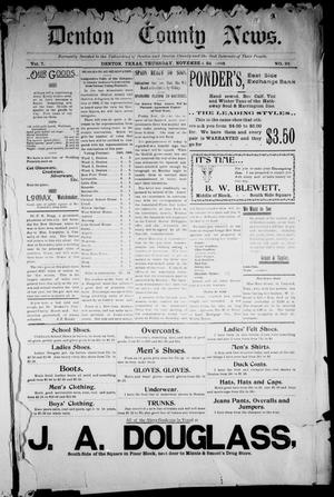 Primary view of Denton County News. (Denton, Tex.), Vol. 7, No. 30, Ed. 1 Thursday, November 24, 1898