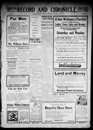 Record and Chronicle. (Denton, Tex.), Vol. 12, No. 62, Ed. 1 Saturday, October 28, 1911