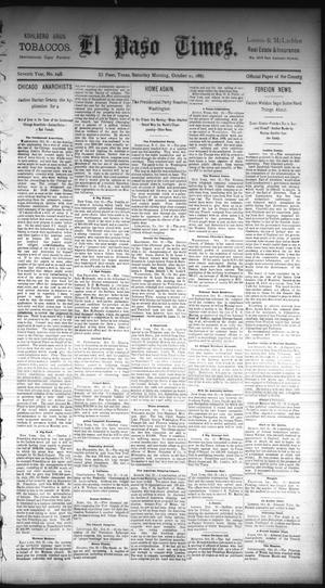 Primary view of object titled 'El Paso Times. (El Paso, Tex.), Vol. Seventh Year, No. 248, Ed. 1 Saturday, October 22, 1887'.