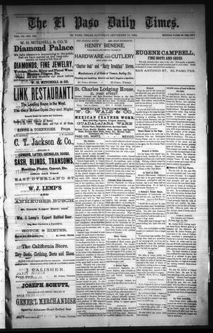 The El Paso Daily Times. (El Paso, Tex.), Vol. 3, No. 162, Ed. 1 Saturday, September 13, 1884