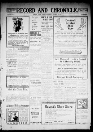 Record and Chronicle. (Denton, Tex.), Vol. 12, No. 58, Ed. 1 Tuesday, October 24, 1911