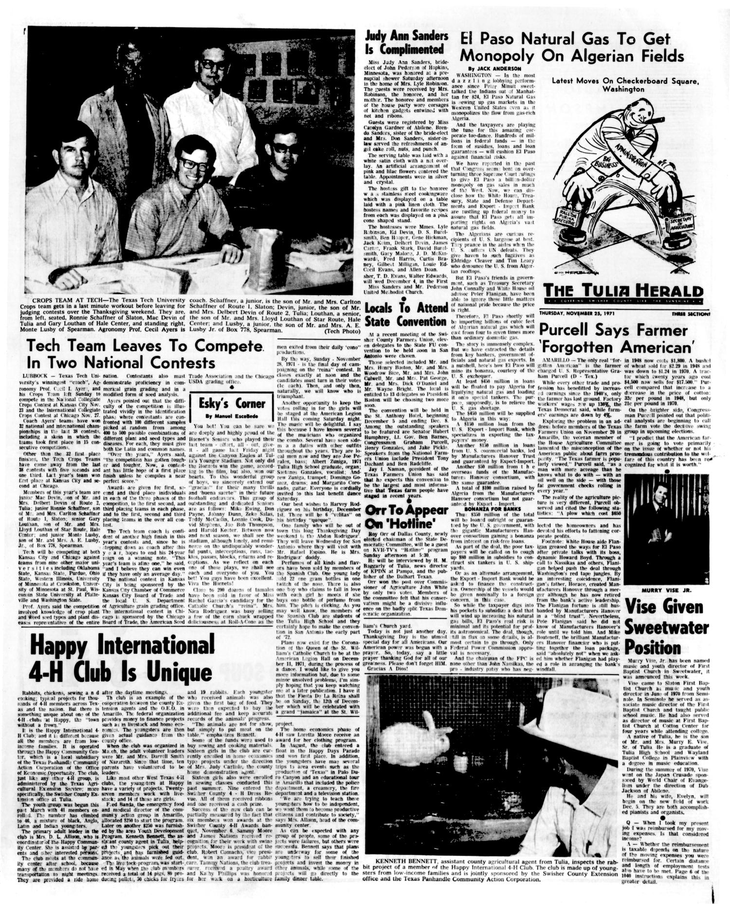 The Tulia Herald (Tulia, Tex.), Vol. 63, No. 47, Ed. 1 Thursday, November 25, 1971
                                                
                                                    [Sequence #]: 9 of 19
                                                