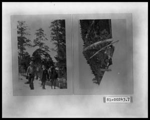 Three Unknown Men Walking in Snow; Two Men in Snow With Skis