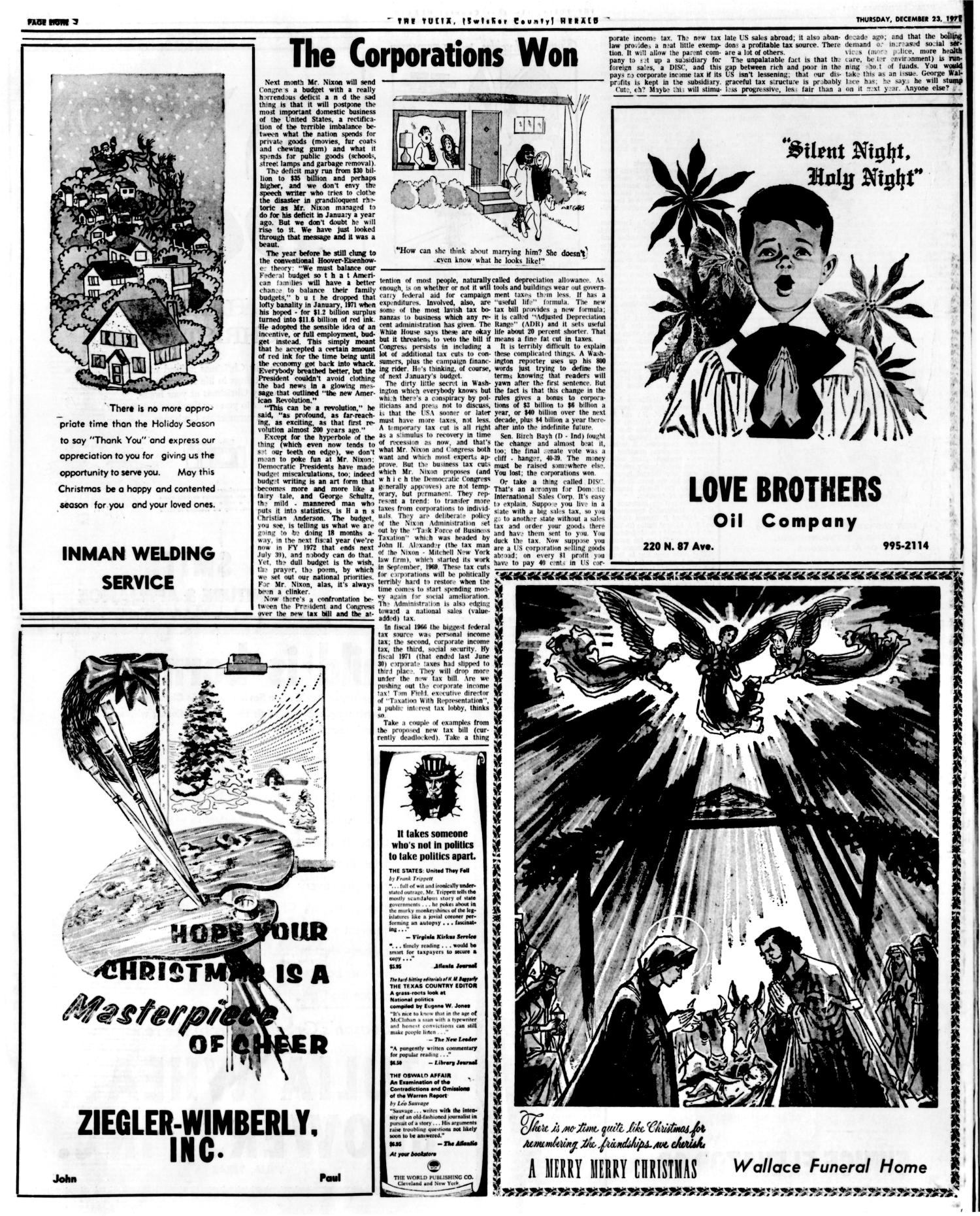 The Tulia Herald (Tulia, Tex.), Vol. 63, No. 51, Ed. 1 Thursday, December 23, 1971
                                                
                                                    [Sequence #]: 24 of 32
                                                