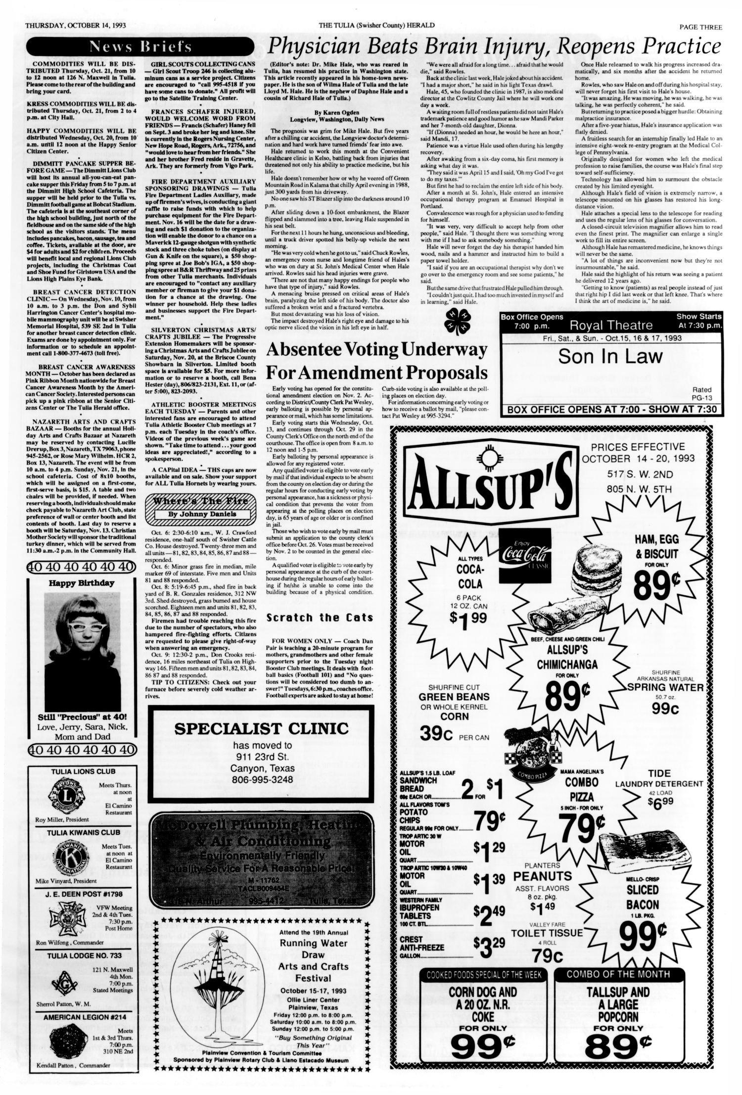 The Tulia Herald (Tulia, Tex.), Vol. 85, No. 41, Ed. 1 Thursday, October 14, 1993
                                                
                                                    [Sequence #]: 3 of 16
                                                