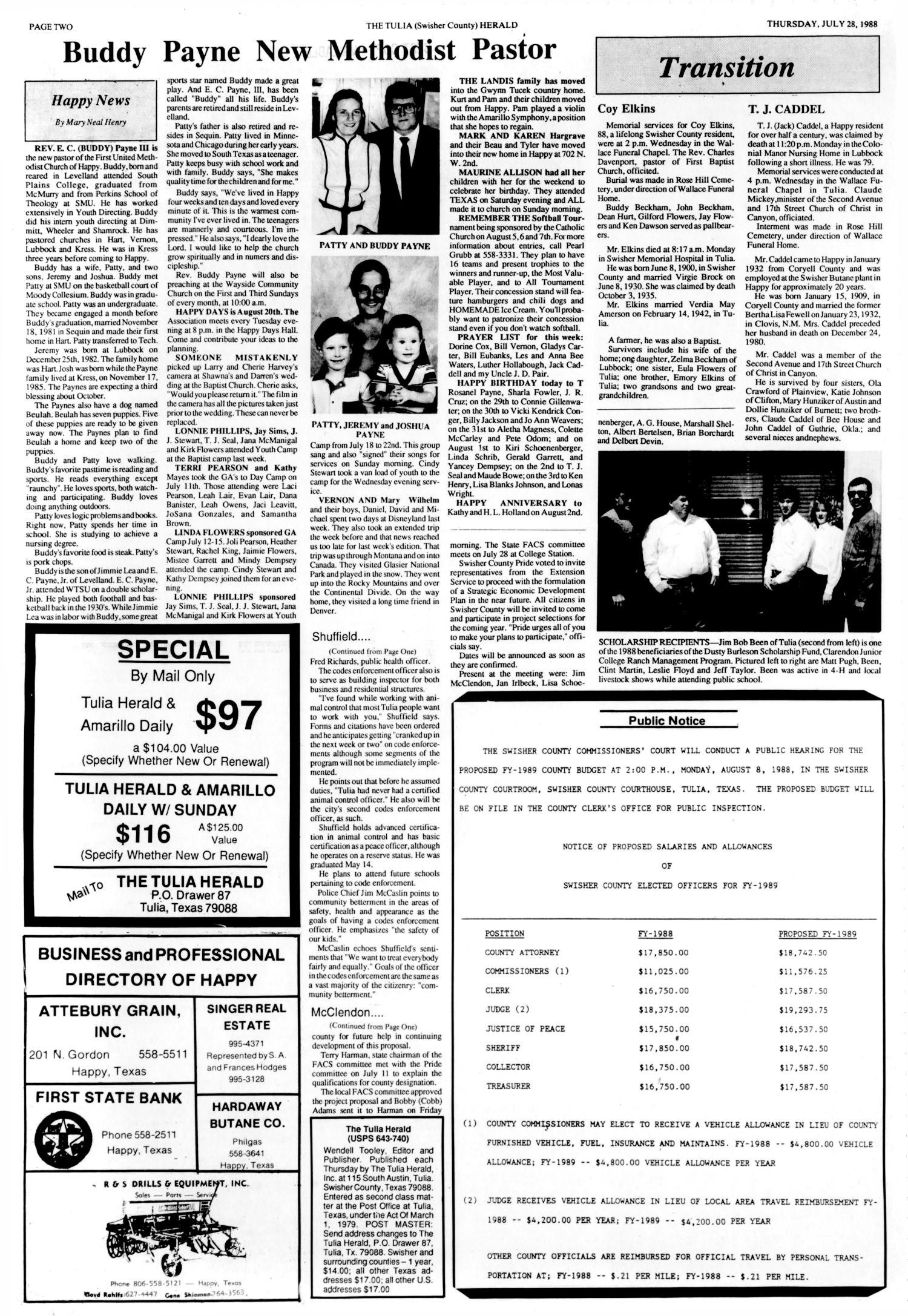The Tulia Herald (Tulia, Tex.), Vol. 80, No. 30, Ed. 1 Thursday, July 28, 1988
                                                
                                                    [Sequence #]: 2 of 38
                                                