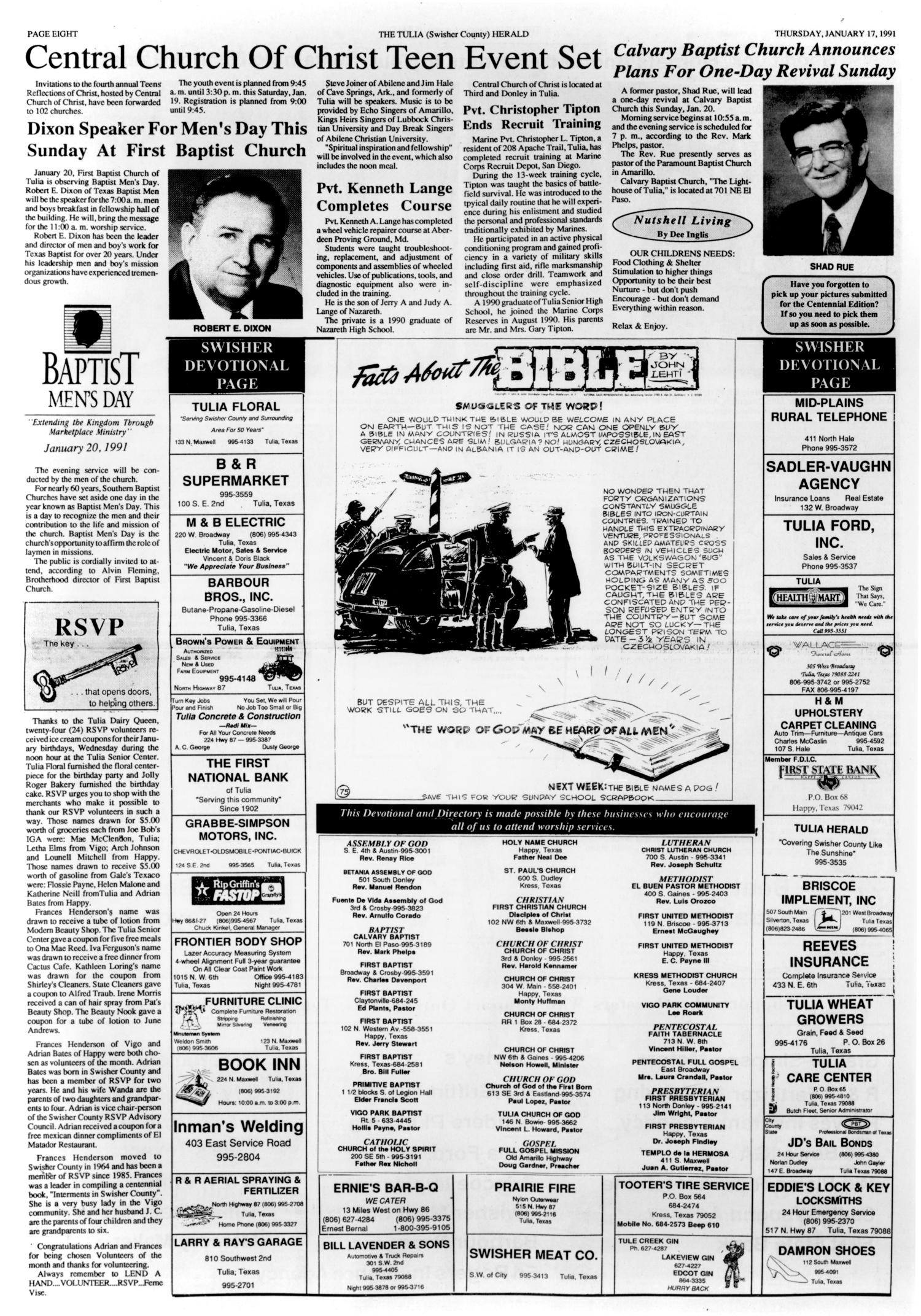 The Tulia Herald (Tulia, Tex.), Vol. 83, No. 3, Ed. 1 Thursday, January 17, 1991
                                                
                                                    [Sequence #]: 8 of 28
                                                
