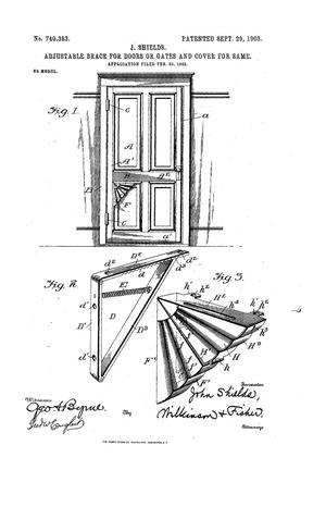 Primary view of object titled 'Adjustable Brace for Doors or Gates and Cover for Same'.