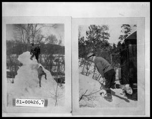 Three People Climbing Snow; Man in Snow