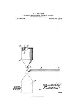 Apparatus for Administering Medecine to Live Stock.