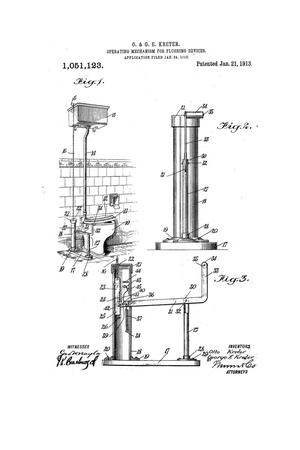 Primary view of object titled 'Operating Mechanism for Flushing Devices'.