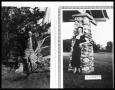 Photograph: Man in Riding Clothes in Woods; Woman by Stone Pillar