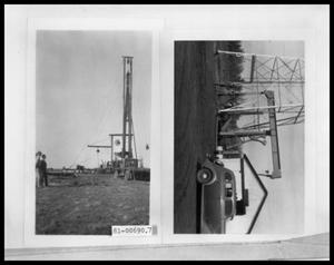 Picture of People Outside by a Structure; Oil Rig