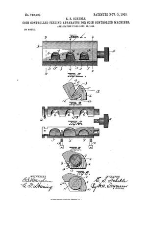 Primary view of object titled 'Coin Controlled Feeding Apparatus for Coin Controlled Machines'.