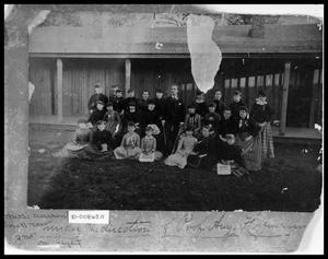 Primary view of object titled 'Group of Students in Front of Building #1'.