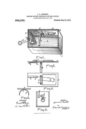 Primary view of object titled 'Combined Battery-Receptacle and Bell-Support'.