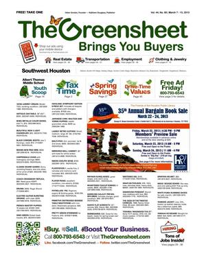 The Greensheet (Houston, Tex.), Vol. 44, No. 68, Ed. 1 Thursday, March 7, 2013