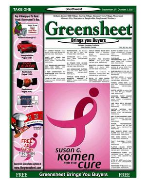 Greensheet (Houston, Tex.), Vol. 38, No. 404, Ed. 1 Thursday, September 27, 2007