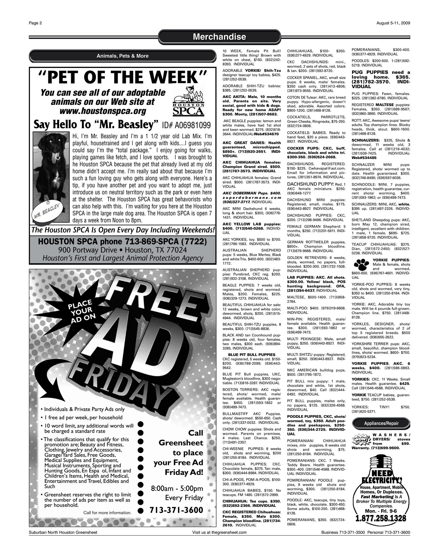 The Greensheet (Houston, Tex.), Vol. 40, No. 318, Ed. 1 Wednesday, August 5, 2009
                                                
                                                    [Sequence #]: 2 of 30
                                                