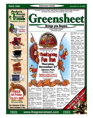 Primary view of object titled 'Greensheet (Houston, Tex.), Vol. 39, No. 498, Ed. 1 Wednesday, November 19, 2008'.