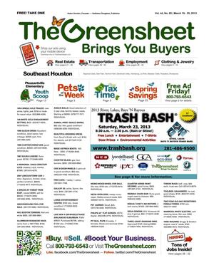 The Greensheet (Houston, Tex.), Vol. 44, No. 85, Ed. 1 Tuesday, March 19, 2013