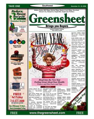 Primary view of object titled 'Greensheet (Houston, Tex.), Vol. 39, No. 548, Ed. 1 Thursday, December 18, 2008'.