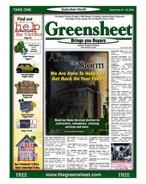 Primary view of object titled 'Greensheet (Houston, Tex.), Vol. 39, No. 402, Ed. 1 Wednesday, September 24, 2008'.
