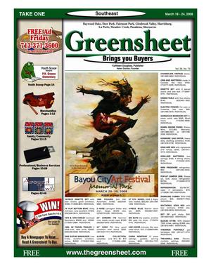 Primary view of object titled 'Greensheet (Houston, Tex.), Vol. 39, No. 73, Ed. 1 Tuesday, March 18, 2008'.