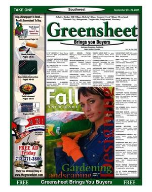 Primary view of object titled 'Greensheet (Houston, Tex.), Vol. 38, No. 392, Ed. 1 Thursday, September 20, 2007'.