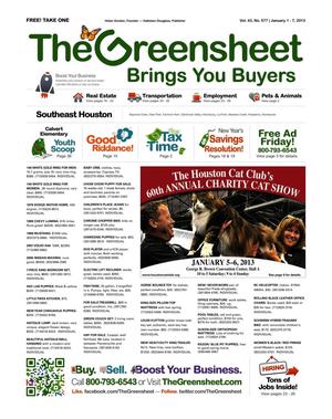 The Greensheet (Houston, Tex.), Vol. 43, No. 577, Ed. 1 Tuesday, January 1, 2013