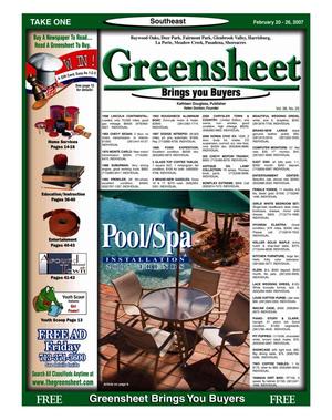 Primary view of object titled 'Greensheet (Houston, Tex.), Vol. 38, No. 25, Ed. 1 Tuesday, February 20, 2007'.