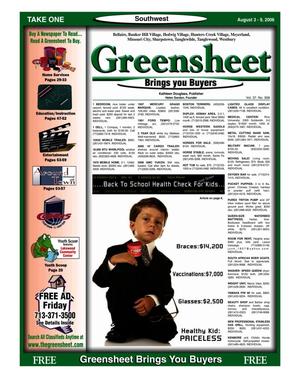 Primary view of object titled 'Greensheet (Houston, Tex.), Vol. 37, No. 308, Ed. 1 Thursday, August 3, 2006'.