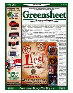 Primary view of object titled 'Greensheet (Houston, Tex.), Vol. 38, No. 133, Ed. 1 Tuesday, April 24, 2007'.