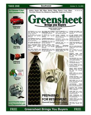 Primary view of object titled 'Greensheet (Houston, Tex.), Vol. 36, No. 428, Ed. 1 Thursday, October 13, 2005'.