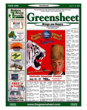 Primary view of object titled 'Greensheet (Houston, Tex.), Vol. 39, No. 277, Ed. 1 Tuesday, July 15, 2008'.