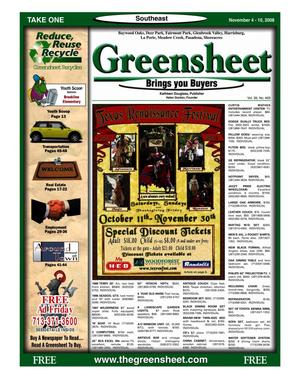 Primary view of object titled 'Greensheet (Houston, Tex.), Vol. 39, No. 469, Ed. 1 Tuesday, November 4, 2008'.