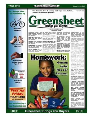 Primary view of object titled 'Greensheet (Houston, Tex.), Vol. 36, No. 333, Ed. 1 Thursday, August 18, 2005'.