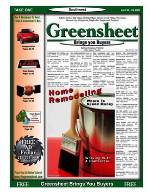 Primary view of object titled 'Greensheet (Houston, Tex.), Vol. 37, No. 128, Ed. 1 Thursday, April 20, 2006'.
