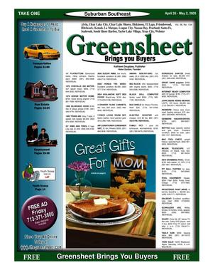 Primary view of object titled 'Greensheet (Houston, Tex.), Vol. 36, No. 134, Ed. 1 Tuesday, April 26, 2005'.