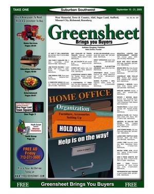 Primary view of object titled 'Greensheet (Houston, Tex.), Vol. 36, No. 381, Ed. 1 Thursday, September 15, 2005'.