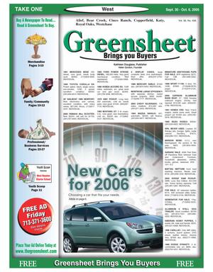 Primary view of object titled 'Greensheet (Houston, Tex.), Vol. 36, No. 406, Ed. 1 Friday, September 30, 2005'.