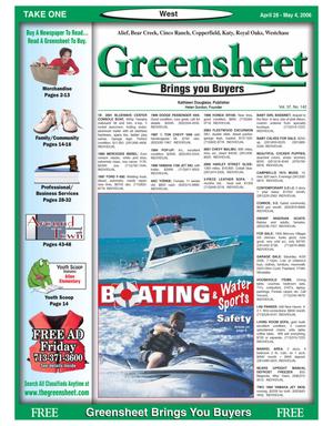 Primary view of object titled 'Greensheet (Houston, Tex.), Vol. 37, No. 142, Ed. 1 Friday, April 28, 2006'.