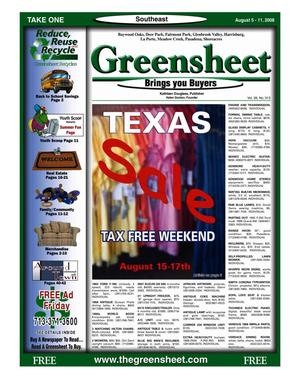 Primary view of object titled 'Greensheet (Houston, Tex.), Vol. 39, No. 313, Ed. 1 Tuesday, August 5, 2008'.