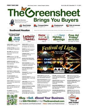 Primary view of object titled 'The Greensheet (Houston, Tex.), Vol. 43, No. 541, Ed. 1 Tuesday, December 11, 2012'.