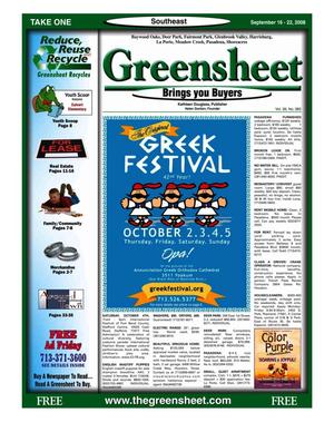 Greensheet (Houston, Tex.), Vol. 39, No. 385, Ed. 1 Tuesday, September 16, 2008